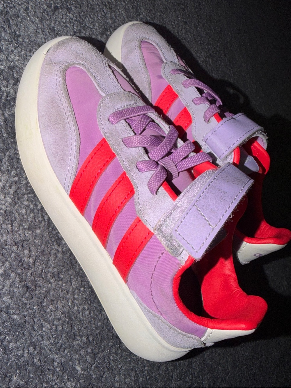adidas Kids Purple and Bright Pink Velcro Sneakers